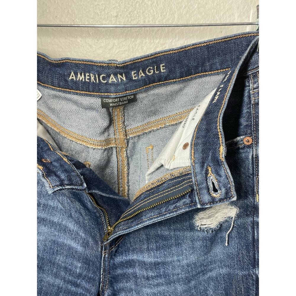 American Eagle 90s Flare Distressed Knee Rip Jeans Fray Womens sz 4 R - Picture 3 of 5